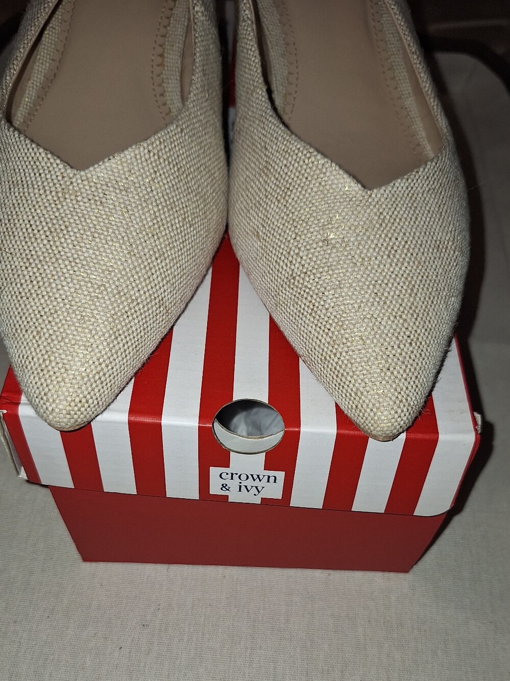 crown & ivy Beige Pointed-Toe Slingback Flats - Picture 2 of 6